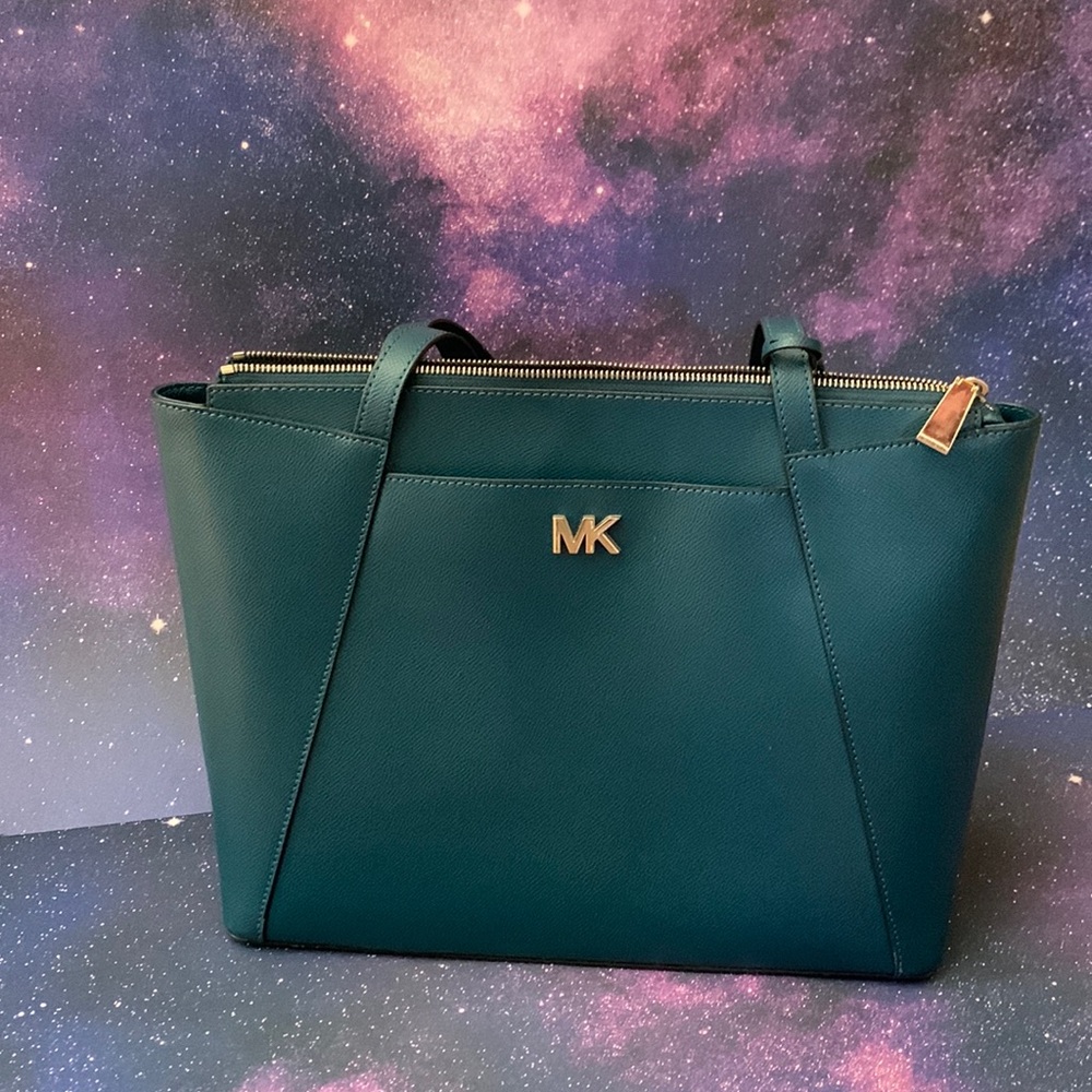Michael Kors Medium Size Luxe Teal leather Maddie Tote